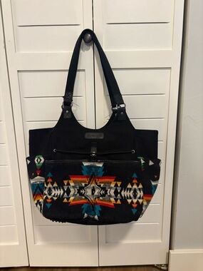 Pendleton Black Tote with Southwestern Multicolor Pattern